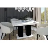 Design Esstisch Tisch DE-1 Hochglanz ausziehbar 130 bis 170 cm - Weiß