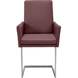 K+W Komfort & Wohnen Armlehnstuhl, Leder CLOUD, stabiles Hochkantrohr, Untergestell in Edelstahloptik oder schwarz, rot