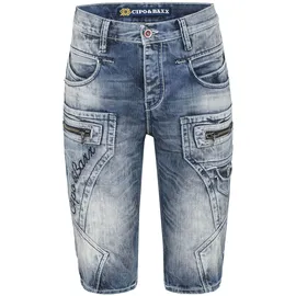 Cipo & Baxx Jeansbermudas CIPO & BAXX "Bermuda & Short", Herren, Gr. 36, Normalgrößen, blau, 100% Baumwolle, unifarben, regular fit kurz, Jeans, mit Applikationen und Ziernähten, CK101