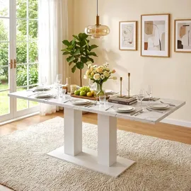 stilvora Esstisch 140 x 70 x 180 cm weiß