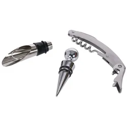 TABLE PASSION Weinservice-Set 3-teilig - Silber Rechteck Inox Tisch Passion 13.5x15 cm