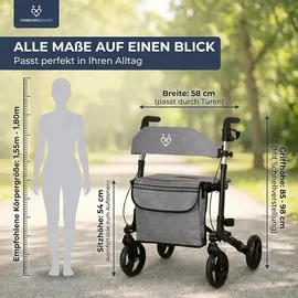foreversenior Rollator 3-fach faltbar mit Sitz schwarz