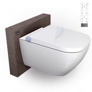 BERNSTEIN Dusch-WC Pro+ 1104 in Weiß mit 5 Jahre Garantieerweiterung, Spülrandloses Hänge-WC mit Bidet Funktion – Komplettanlage mit Fernbedienung Absenkautomatik selbstreinigende Düse