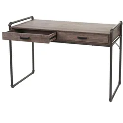 Mendler Schreibtisch HWC-F58, Bürotisch Computertisch, Industriedesign 75x120x60cm 3D-Struktur ~ braun Wildeiche-Optik