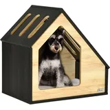 Hundehütte Indoor Hundehöhle mit Kissen Hundehaus Hundehöhle mit schrägem Dach Katzenhaus für kleine Hunde bis 8 kg 60 x 40 x 59,2 cm, Braun