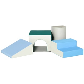 Homcom Kinder-Softplay-Set, Hellgrau,Blau.Grün 150 x 50 x 39 cm (LxBxH)