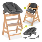 HAUCK Alpha+ natural inkl. Alpha Bouncer 2 in 1 charcoal und Sitzauflage charcoal