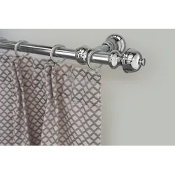 Gardinenstange GARESA "ANDREA", grau (chromfarben), L:100cm Ø:20mm, Metall, Gardinenstangen, Vorhanggarnitur, verlängerbar, Endknopf Profil klein, mit Ringen