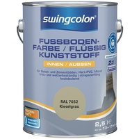 swingcolor 2in1 Flüssigkunststoff / Fußbodenfarbe RAL 7032 6151.D2,5.7032 (Kieselgrau, 2,5 l, Seidenmatt)