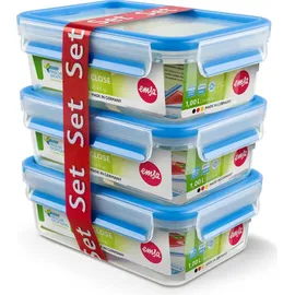 Emsa Frischhaltedose rechteckig blau 19,7 x 13,6 x 20,1 cm 1 l 3-teiliges Set