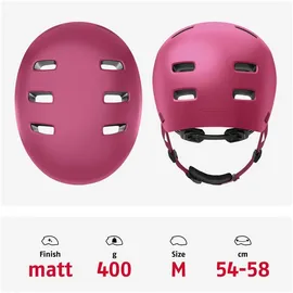 ABUS Fahrradhelm XOXO - Cityhelm im Skater-Look - Helm für Skateboard, Fahrrad, Scooter - mit optimiertem Kinnpolster - für Jugendliche und Erwachsene - Größe M, Mono rot
