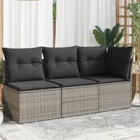 SECOLI Gartensofa mit Stauraum Rattan Sofa 3-Sitzer Lounge Sofa Outdoor Kleines Balkon Sofa Balkonmöbel Rattansofa Polyrattan Gartenmöbel Set Balkon Lounge Garten Loungesofa Grau-2