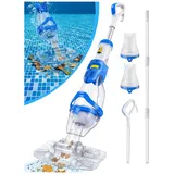 LanOcean Poolsauger Akku Handsauger, 2 Saugleistungsmodi Poolsauger Bodensauge Absaugung bis zu 4300L/H, Pool Staubsauger mit Teleskopstange, 70min Laufzeit Akku Pool Sauger Kabellos für Spas Pools