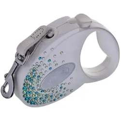 FLEXI automatische Hundeleine Glam Splash Leaf S Tape 3m weiß