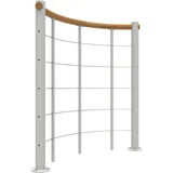 Minka Brüstungsgeländer mit Untergurten und Holz-Handlauf rund Eiche Weiß 160cm