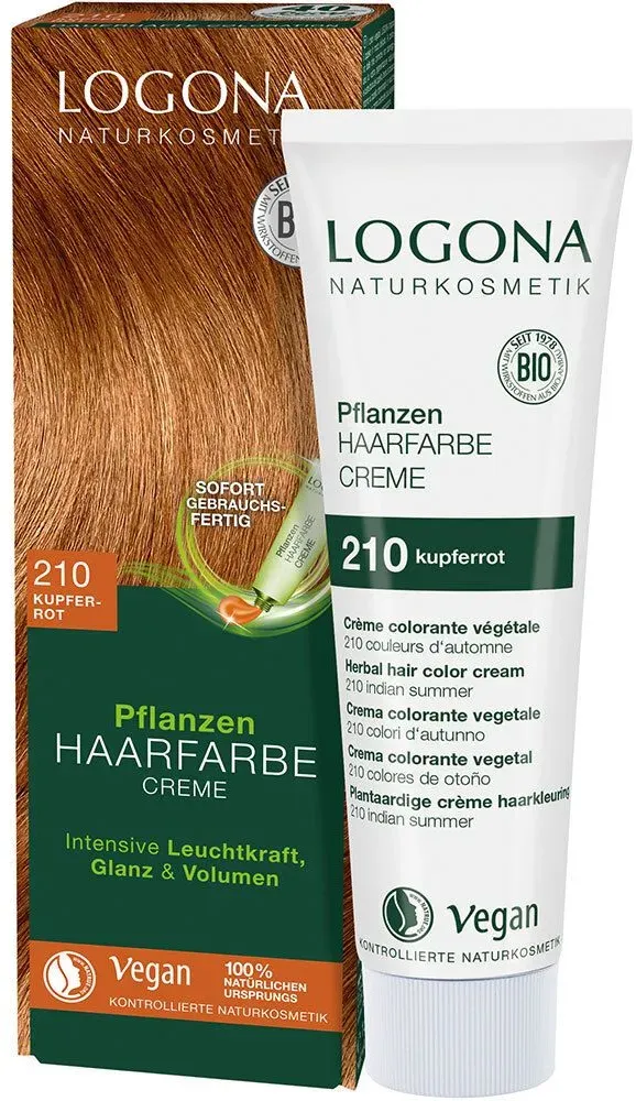 Logona Naturkosmetik Pflanzen-Haarfarbe Creme 210 Kupferrot