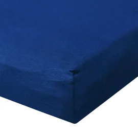 BettwarenShop Spannbettlaken Baumwolle-Jersey-Elasthan 120 x 200 - 130 x 220 cm Blau