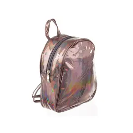 Cepewa trendiger Damen Mini-Rucksack Metallic Grau/Rosa