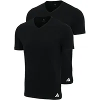 adidas Herren V-Ausschnitt Baumwolle 4er Pack V-Neck T-Shirt langlebig weich - Shirt Active Flex Cotton Schwarz 2XL