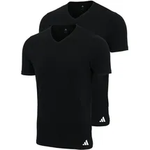 adidas Herren V-Ausschnitt Baumwolle 4er Pack V-Neck T-Shirt langlebig weich - Shirt Active Flex Cotton Schwarz 2XL
