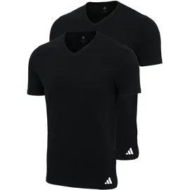 adidas Herren V-Ausschnitt Baumwolle 4er Pack V-Neck T-Shirt langlebig weich - Shirt Active Flex Cotton Schwarz 2XL