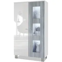 Vladon Vitrine, Anthrazit, 71x129x35 cm, Wohnzimmer, Wohnwände, Vitrinenschränke
