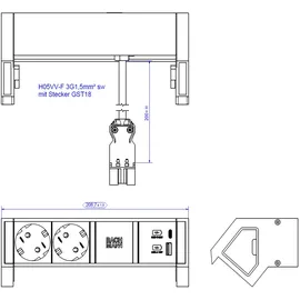 Bachmann Steckdosenleiste DESK2 0,20 m Weiß 2 St.