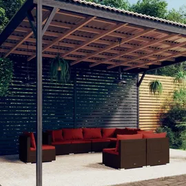vidaXL 9-tlg. Garten-Lounge-Set mit Kissen braun