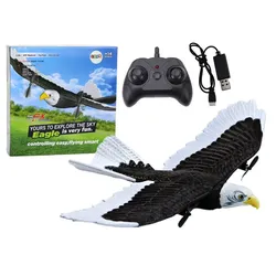 LEAN Toys Spielzeug-Flugzeug Adler Vogel Ferngesteuert RC Flugzeug Spielzeug Akku Set Fernbedienung schwarz