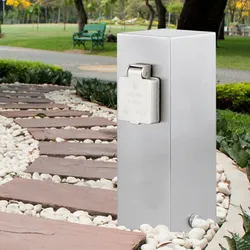 Außen 2-fach Steckdosen Pfosten Edelstahl Garten Strom Verteiler Terrasse LEDINO 11790000001015
