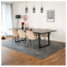 Home Deluxe Essgruppe Eckig AVENCIA inkl. U-Fuß - 240 x 120 cm Dark Oak, (7-tlg), MDF Esstisch mit U-Fuß & Esszimmerstühle für Esszimmer & Wohnzimmer beige