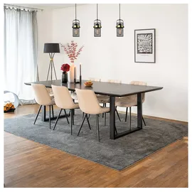Home Deluxe Essgruppe Eckig AVENCIA inkl. U-Fuß - 240 x 120 cm Dark Oak, (7-tlg), MDF Esstisch mit U-Fuß & Esszimmerstühle für Esszimmer & Wohnzimmer beige