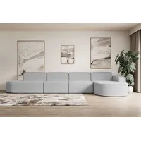 Altdecor ECKSOFA, Hellgrau, 3-Sitzer, L-Form, Ottomane rechts, 406x165 cm,