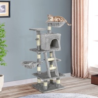 PawHut Kratzbaum mit Katzenhöhle Mehrstufiger Katzenbaum für Katzen Grau