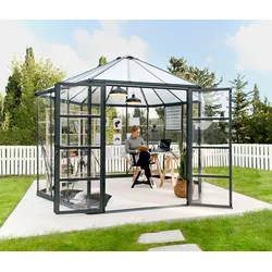 Palram - Canopia Aluminium Gewächshaus Oasis | Anthrazit | Ø 363 cm