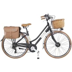 Elektro-Stadtfahrrad Dolce Vita Frau mit Korb und Taschen - Schwarz SCHWARZ L