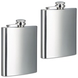 Relaxdays Flachmann 2er Set, 200ml - Silber