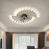 Deckenventilator Mit Beleuchtung Leise Deckenventilator mit Light LED Fan Deckenleuchte Fernbedienung Fan Deckenlampe Für Esszimmer Schlafzimmer Wohnzimmer Licht (Schwarz, 26-Köpfe)