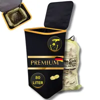 Gelber Sack Ständer aus Bambus mit Textilstoff Müllsackhalter Müllsackständer