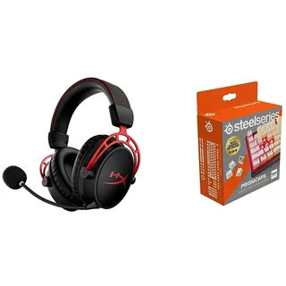 HyperXCloud, Kabellos AlphaWireless-Gaming-HeadsetfürPC,300StundenAkkulaufzeit & SteelSeries PrismCaps – Double-Shot-Tastenset mit „Pudding“-Optik