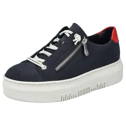 Plateausneaker RIEKER, Damen, Gr. 40, blau (nachtblau), Nubuklederimitat, sportlich, Schuhe, Sneaker, Slip-On Sneaker, Slipper mit weicher Leder-Innensohle