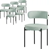 ML-Design Esszimmerstühle 6er Set, Küchenstuhl, aus Teddystoff Grün, Wohnzimmerstuhl mit Rückenlehne, Polsterstühle mit Metallbeinen, Loungese... - Grün