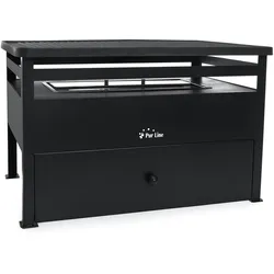 PURLINE Ethanol-Grill 1.5L aus rotem Stahl und rechteckiger Eisenplatte