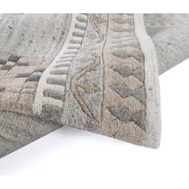 THEKO Wollteppich »Nakarta 6030«, rechteckig, reine Wolle, handgeknüpft, mit Bordüre, grau
