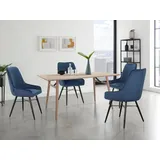 loft24 Esszimmerstuhl Nikita (Set, 2 St), Polsterstuhl mit Armlehne, Stuhl in Samtoptik blau