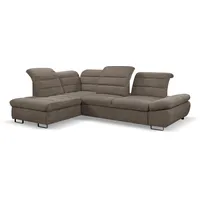 WERK2 Ecksofa »Roma L-Form«, Sofa mit Schlaffunktion, Sitztiefenverstellung, verstellbare Kopfteile, beige