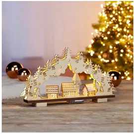 Gravidus LED Lichterbogen Schwibbogen Weihnachten Kirche Dorf Holz