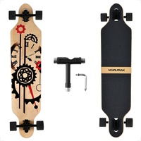 Longboard Skateboard, 7-lagigem Ahornholz Cruiser komplettes Board, mit ABEC-11 Kugellagern und T-Tool (Clock)