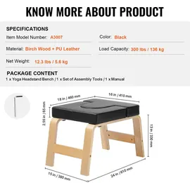 Vevor Yoga Kopfstandbank Inversionsstuhl 136 kg Tragkraft schwarz