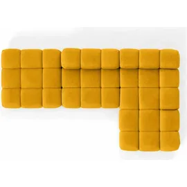 kaiser möbel Ecksofa modular mit Hocker, Sofa L-Form, Veloursstoff Salvador, Gelb, Rechts, Selia - Gelb